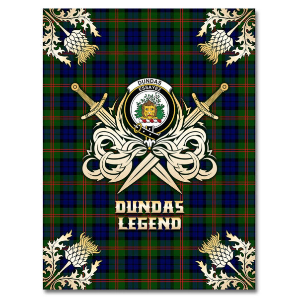 Dundas Modern 02 Clan Blanket, Scottish Tartan Dundas Modern 02 Clans Premium Blanket Gold Crest Style - Image 4