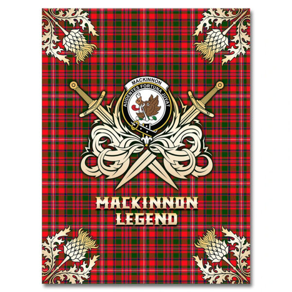 MacKinnon Modern Clan Blanket, Scottish Tartan MacKinnon Modern Clans Premium Blanket Gold Crest Style - Image 4