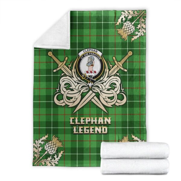 Clephan Clan Blanket, Scottish Tartan Clephan Clans Premium Blanket Gold Crest Style