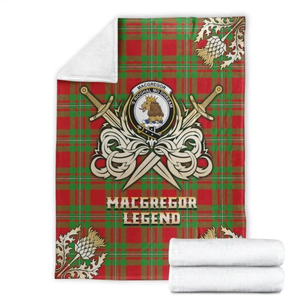 MacGregor Modern Clan Blanket, Scottish Tartan MacGregor Modern Clans Premium Blanket Gold Crest Style