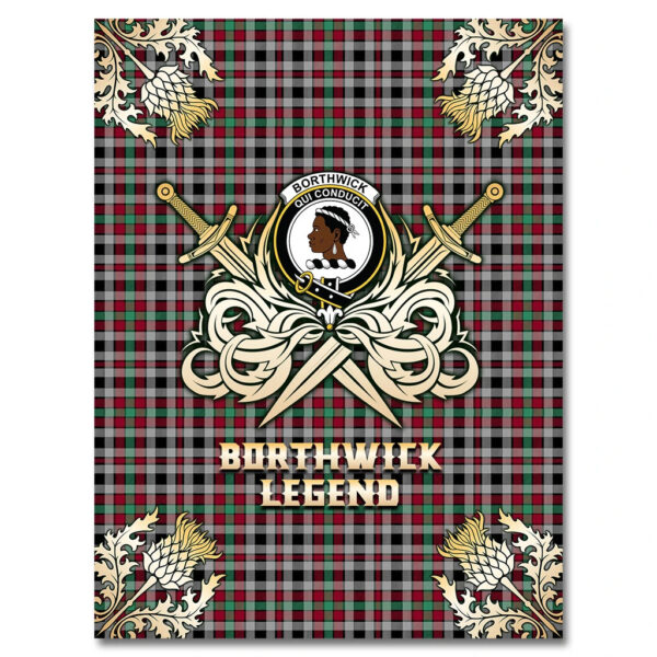 Borthwick Ancient Clan Blanket, Scottish Tartan Borthwick Ancient Clans Premium Blanket Gold Crest Style - Image 4