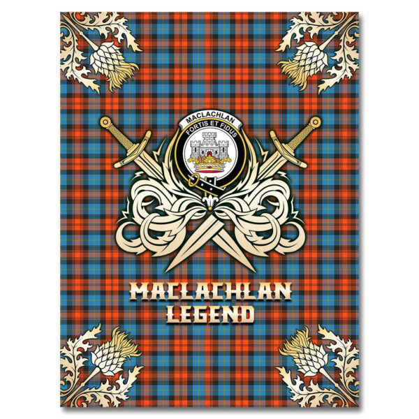 MacLachlan Ancient Clan Blanket, Scottish Tartan MacLachlan Ancient Clans Premium Blanket Gold Crest Style - Image 4