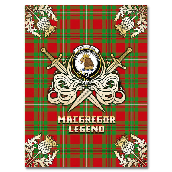 MacGregor Modern Clan Blanket, Scottish Tartan MacGregor Modern Clans Premium Blanket Gold Crest Style - Image 4