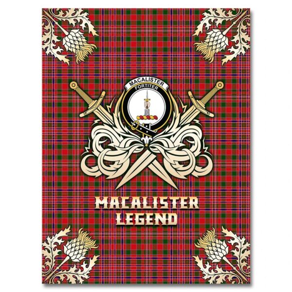 MacAlister Modern Clan Blanket, Scottish Tartan MacAlister Modern Clans Premium Blanket Gold Crest Style - Image 4