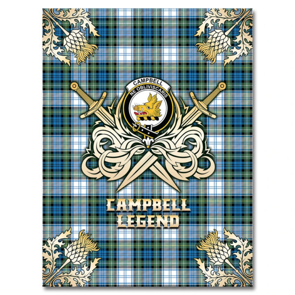 Campbell Dress Ancient Clan Blanket, Scottish Tartan Campbell Dress Ancient Clans Premium Blanket Gold Crest Style - Image 4