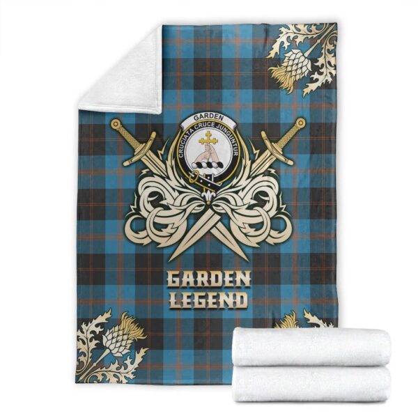 Garden Clan Blanket, Scottish Tartan Garden Clans Premium Blanket Gold Crest Style