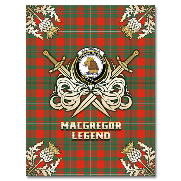 MacGregor Ancient Clan Blanket, Scottish Tartan MacGregor Ancient Clans Premium Blanket Gold Crest Style - Image 4