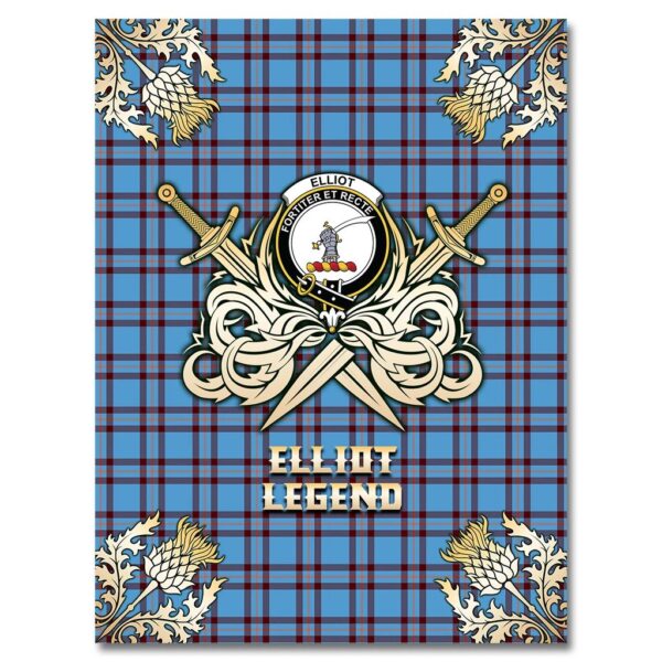 Elliot Ancient Clan Blanket, Scottish Tartan Elliot Ancient Clans Premium Blanket Gold Crest Style - Image 4