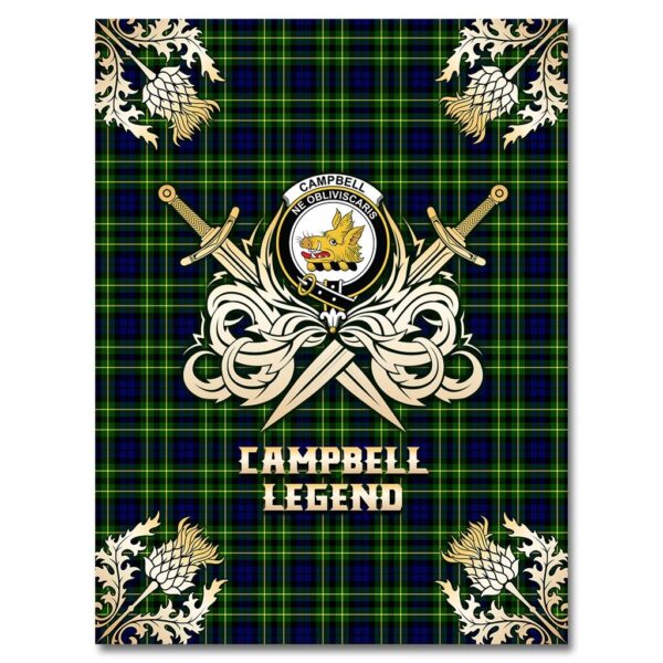 Campbell of Breadalbane Modern Clan Blanket, Scottish Tartan Campbell of Breadalbane Modern Clans Premium Blanket Gold Crest Style - Image 4