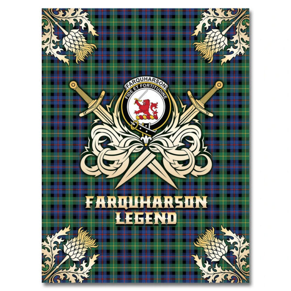 Farquharson Ancient Clan Blanket, Scottish Tartan Farquharson Ancient Clans Premium Blanket Gold Crest Style - Image 4