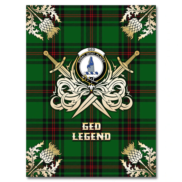 Ged Clan Blanket, Scottish Tartan Ged Clans Premium Blanket Gold Crest Style - Image 4