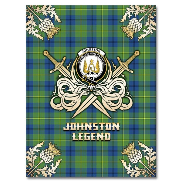 Johnston Ancient Clan Blanket, Scottish Tartan Johnston Ancient Clans Premium Blanket Gold Crest Style - Image 4