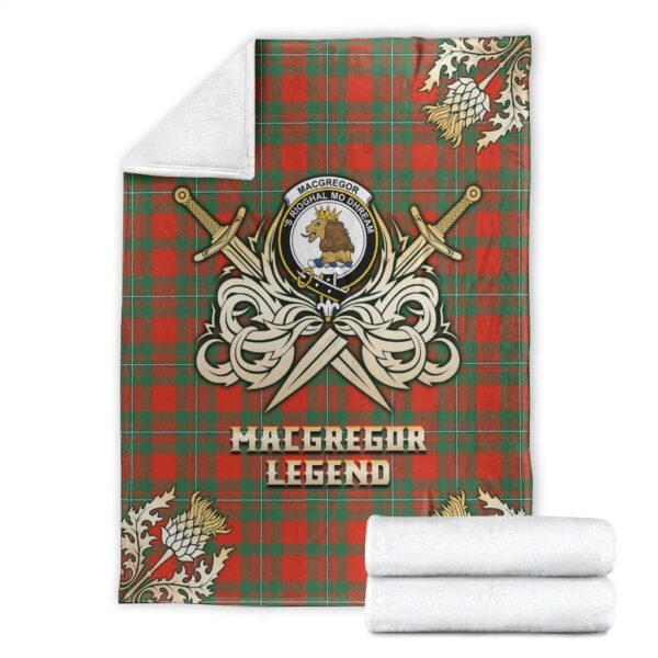 MacGregor Ancient Clan Blanket, Scottish Tartan MacGregor Ancient Clans Premium Blanket Gold Crest Style