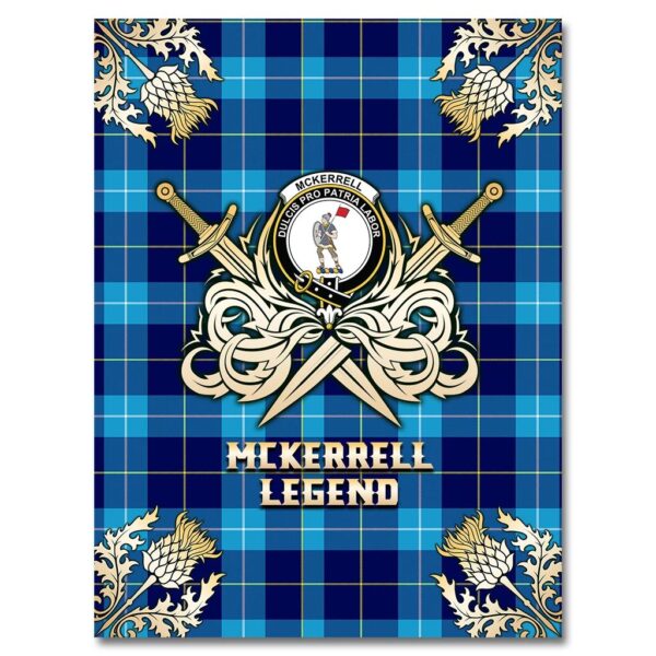 McKerrell Clan Blanket, Scottish Tartan McKerrell Clans Premium Blanket Gold Crest Style - Image 4