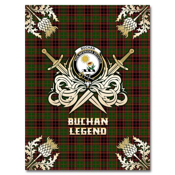 Buchan Modern Clan Blanket, Scottish Tartan Buchan Modern Clans Premium Blanket Gold Crest Style - Image 4