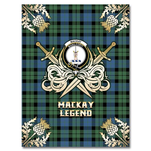 MacKay Ancient Clan Blanket, Scottish Tartan MacKay Ancient Clans Premium Blanket Gold Crest Style - Image 4