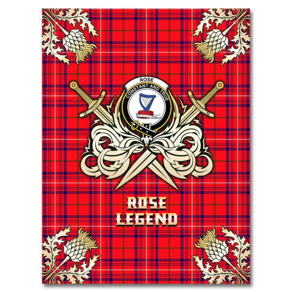 Rose Modern Clan Blanket, Scottish Tartan Rose Modern Clans Premium Blanket Gold Crest Style - Image 4