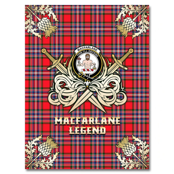 MacFarlane Modern Clan Blanket, Scottish Tartan MacFarlane Modern Clans Premium Blanket Gold Crest Style - Image 4