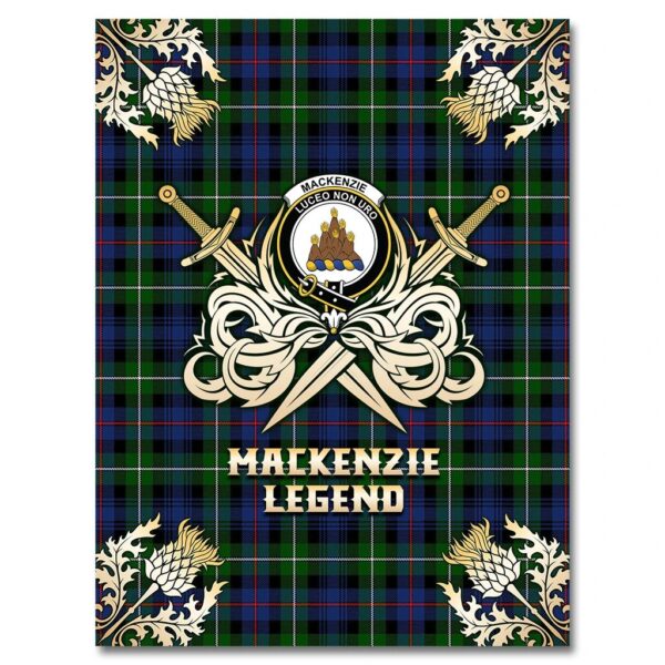 MacKenzie Modern Clan Blanket, Scottish Tartan MacKenzie Modern Clans Premium Blanket Gold Crest Style - Image 4