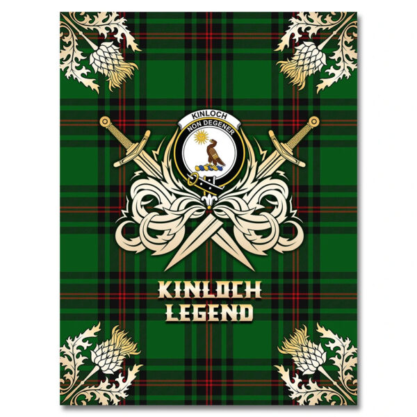 Kinloch Clan Blanket, Scottish Tartan Kinloch Clans Premium Blanket Gold Crest Style - Image 4