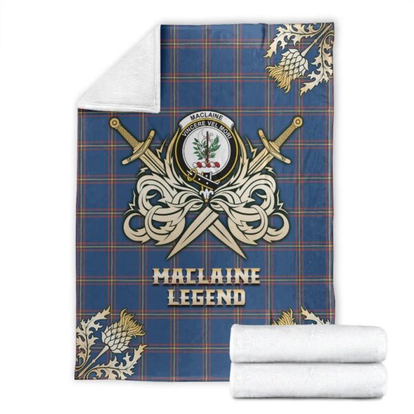 MacLaine of Loch Buie Hunting Ancient Clan Blanket, Scottish Tartan MacLaine of Loch Buie Hunting Ancient Clans Premium Blanket Gold Crest Style