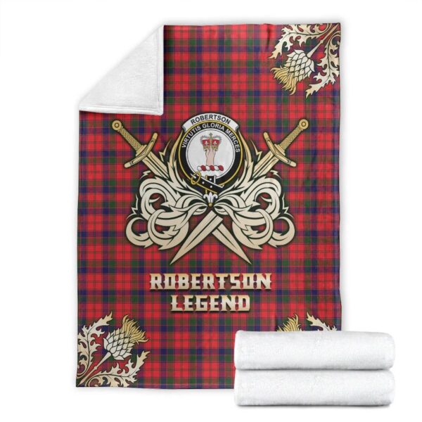 Robertson Modern Clan Blanket, Scottish Tartan Robertson Modern Clans Premium Blanket Gold Crest Style