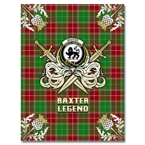 Baxter Modern Clan Blanket, Scottish Tartan Baxter Modern Clans Premium Blanket Gold Crest Style - Image 4