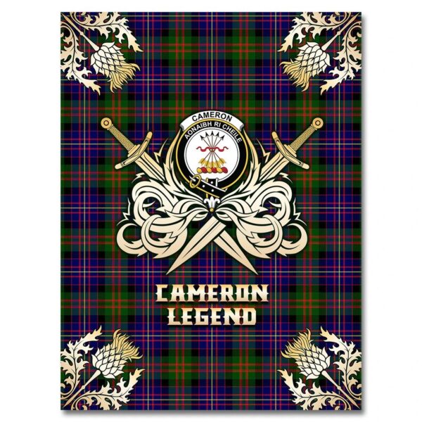 Cameron of Erracht Modern Clan Blanket, Scottish Tartan Cameron of Erracht Modern Clans Premium Blanket Gold Crest Style - Image 4