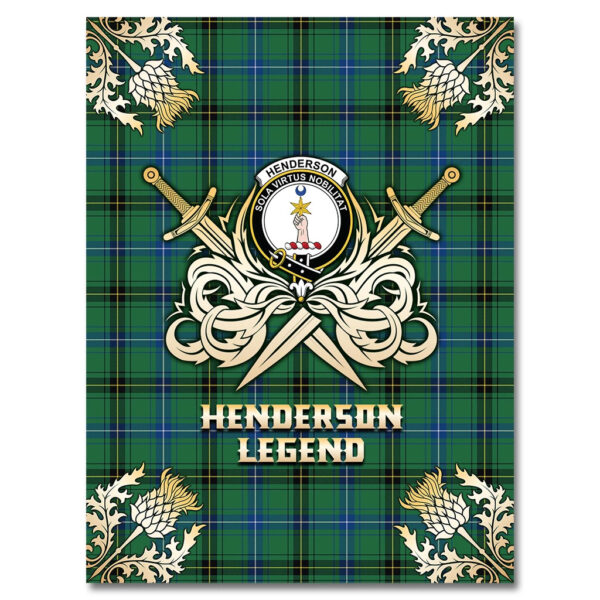 Henderson Ancient Clan Blanket, Scottish Tartan Henderson Ancient Clans Premium Blanket Gold Crest Style - Image 4