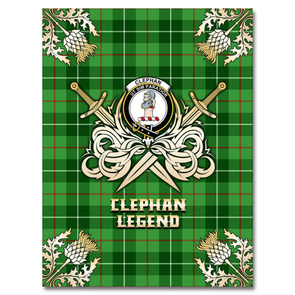 Clephan Clan Blanket, Scottish Tartan Clephan Clans Premium Blanket Gold Crest Style - Image 4