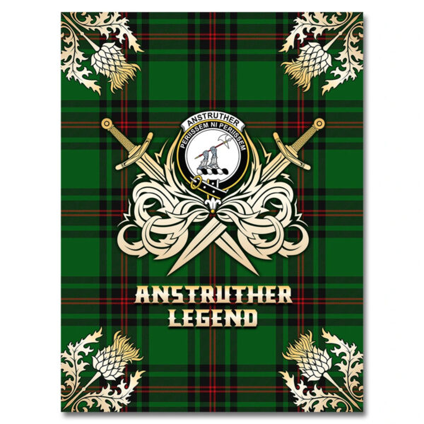 Anstruther Clan Blanket, Scottish Tartan Anstruther Clans Premium Blanket Gold Crest Style - Image 4