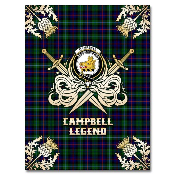 Campbell of Cawdor Modern Clan Blanket, Scottish Tartan Campbell of Cawdor Modern Clans Premium Blanket Gold Crest Style - Image 4