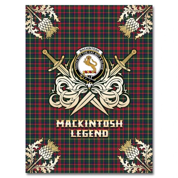 MacKintosh Hunting Modern Clan Blanket, Scottish Tartan MacKintosh Hunting Modern Clans Premium Blanket Gold Crest Style - Image 4