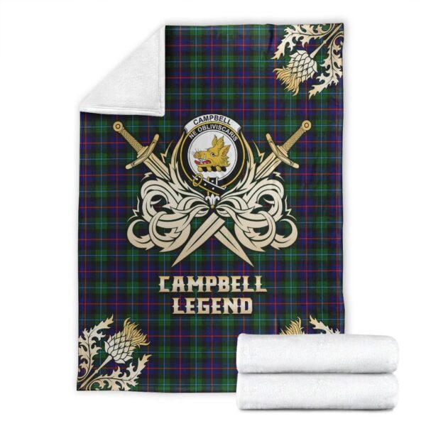 Campbell of Cawdor Modern Clan Blanket, Scottish Tartan Campbell of Cawdor Modern Clans Premium Blanket Gold Crest Style