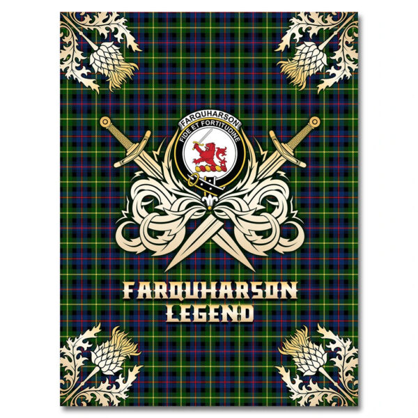 Farquharson Modern Clan Blanket, Scottish Tartan Farquharson Modern Clans Premium Blanket Gold Crest Style - Image 4