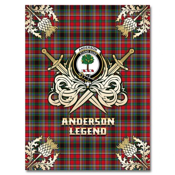 Anderson of Arbrake Clan Blanket, Scottish Tartan Anderson of Arbrake Clans Premium Blanket Gold Crest Style - Image 4