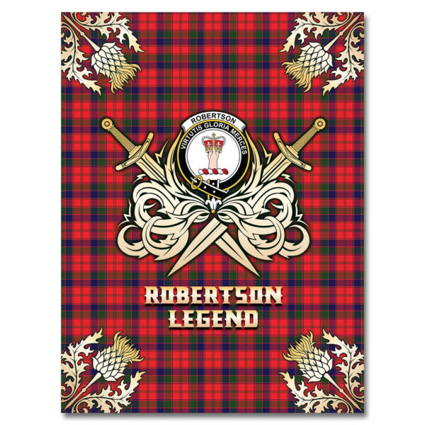 Robertson Modern Clan Blanket, Scottish Tartan Robertson Modern Clans Premium Blanket Gold Crest Style - Image 4