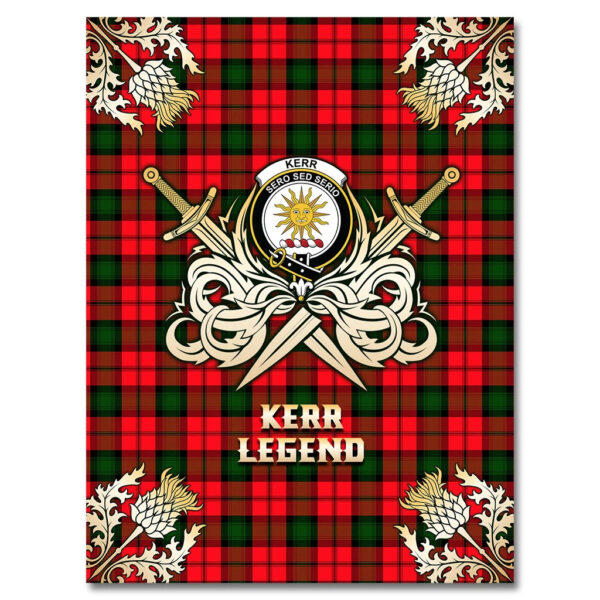 Kerr Modern Clan Blanket, Scottish Tartan Kerr Modern Clans Premium Blanket Gold Crest Style - Image 4