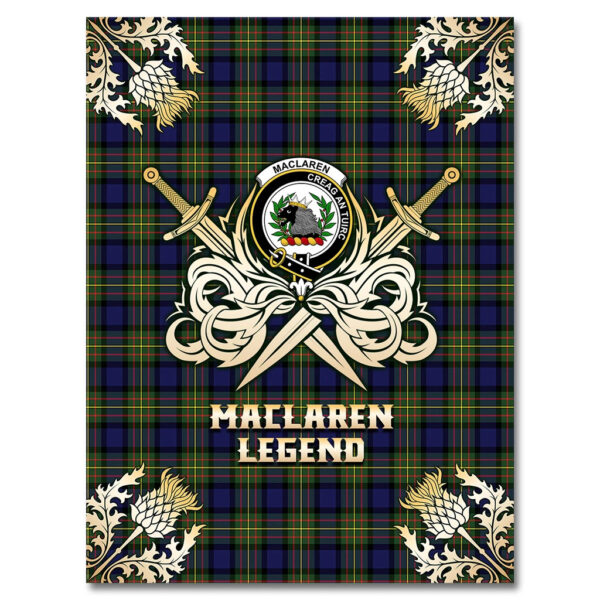 MacLaren Modern Clan Blanket, Scottish Tartan MacLaren Modern Clans Premium Blanket Gold Crest Style - Image 4