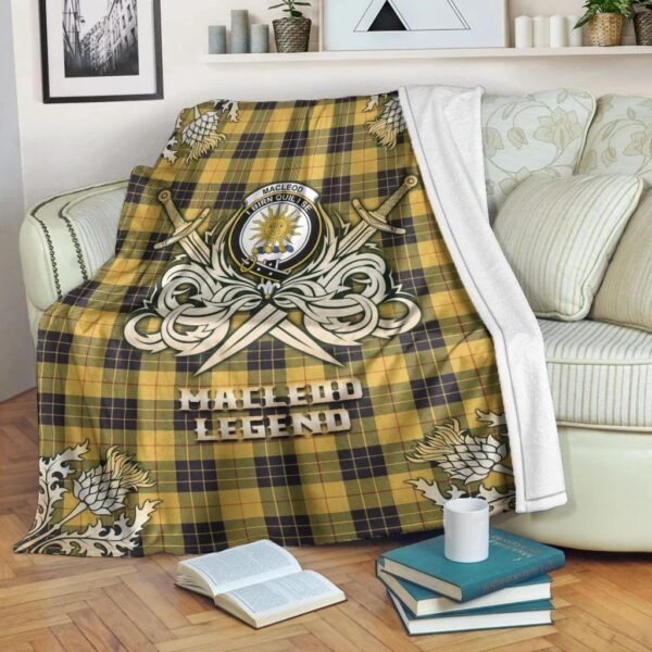 MacLeod of Lewis Ancient Clan Blanket, Scottish Tartan MacLeod of Lewis Ancient Clans Premium Blanket Gold Crest Style - Image 3