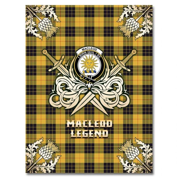 MacLeod of Lewis Ancient Clan Blanket, Scottish Tartan MacLeod of Lewis Ancient Clans Premium Blanket Gold Crest Style - Image 4