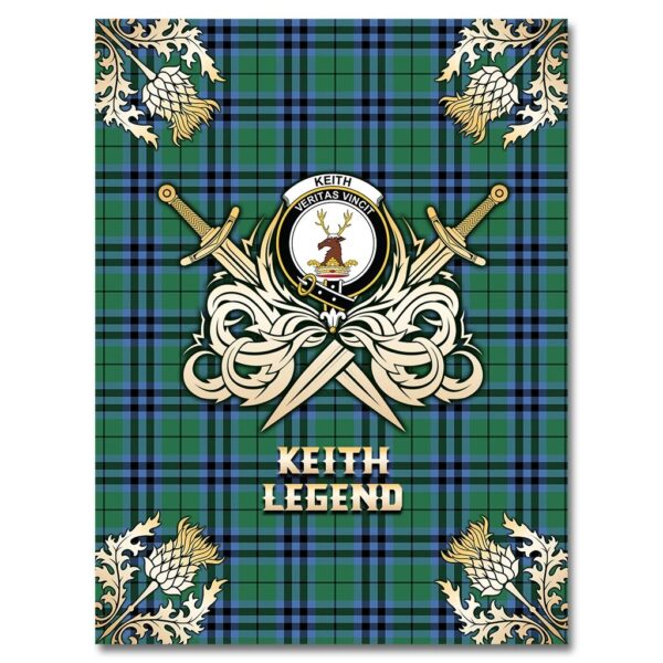 Keith Ancient Clan Blanket, Scottish Tartan Keith Ancient Clans Premium Blanket Gold Crest Style - Image 4