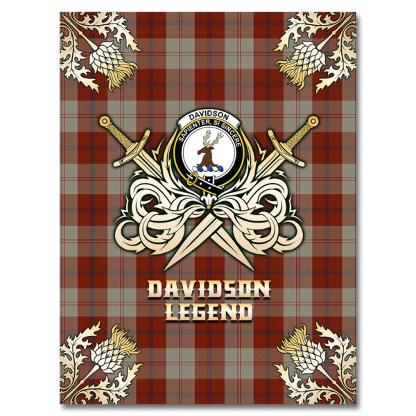 Davidson Dress Dancers Clan Blanket, Scottish Tartan Davidson Dress Dancers Clans Premium Blanket Gold Crest Style - Image 4