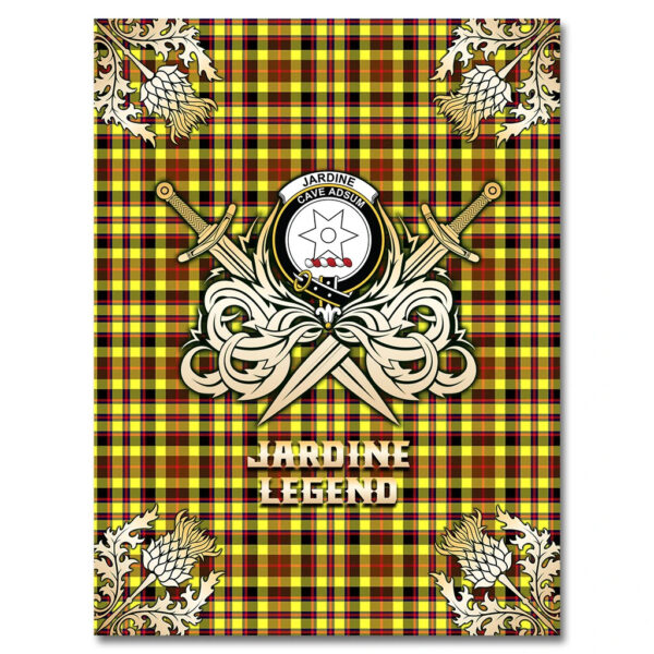 Jardine Clan Blanket, Scottish Tartan Jardine Clans Premium Blanket Gold Crest Style - Image 4