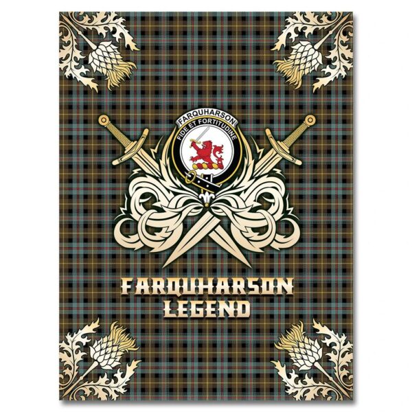 Farquharson Weathered Clan Blanket, Scottish Tartan Farquharson Weathered Clans Premium Blanket Gold Crest Style - Image 4