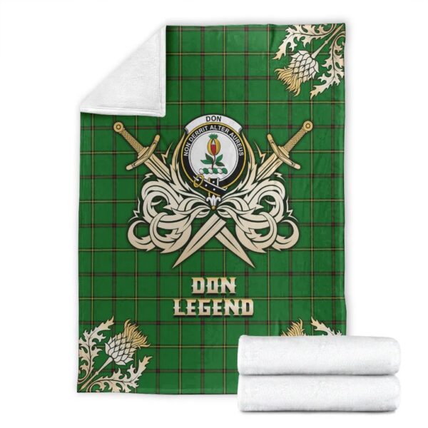 Don Clan Blanket, Scottish Tartan Don Clans Premium Blanket Gold Crest Style