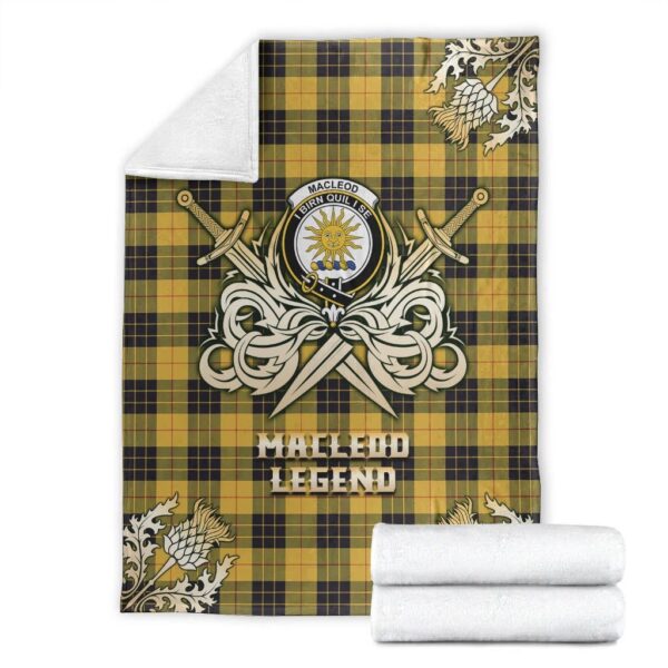 MacLeod of Lewis Ancient Clan Blanket, Scottish Tartan MacLeod of Lewis Ancient Clans Premium Blanket Gold Crest Style