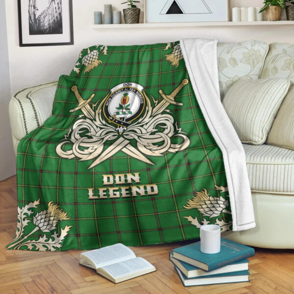 Don Clan Blanket, Scottish Tartan Don Clans Premium Blanket Gold Crest Style - Image 3