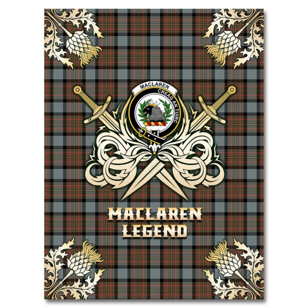 MacLaren Weathered Clan Blanket, Scottish Tartan MacLaren Weathered Clans Premium Blanket Gold Crest Style - Image 4