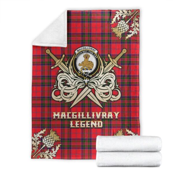 MacGillivray Modern Clan Blanket, Scottish Tartan MacGillivray Modern Clans Premium Blanket Gold Crest Style